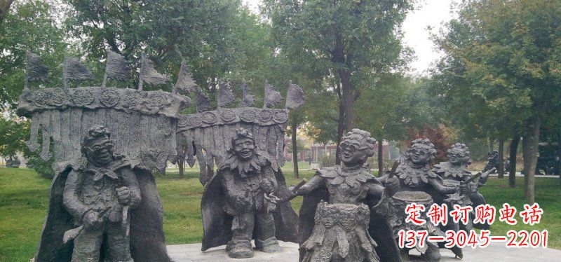廊坊领雕塑扭秧歌老人铜雕