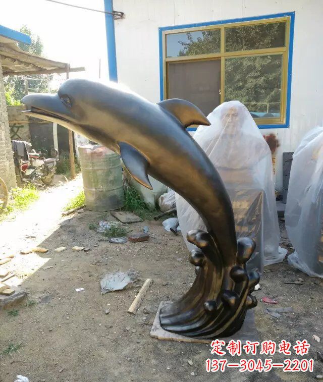 廊坊海豚铜雕塑,精美艺术之作