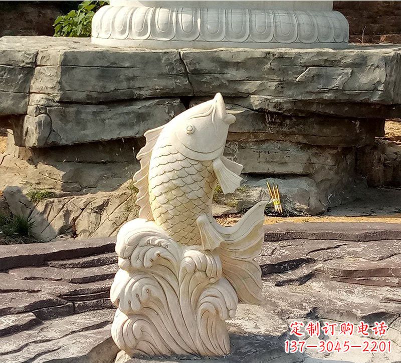 廊坊室外公园鲤鱼石雕装饰