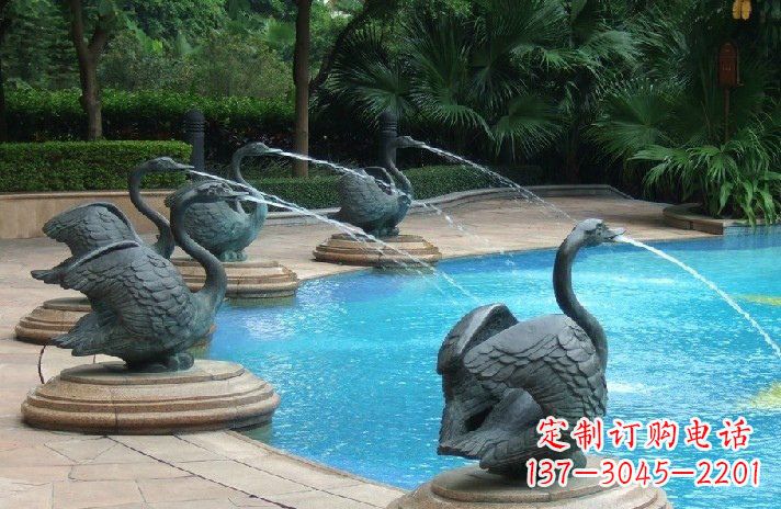 廊坊公园喷水天鹅喷泉雕塑