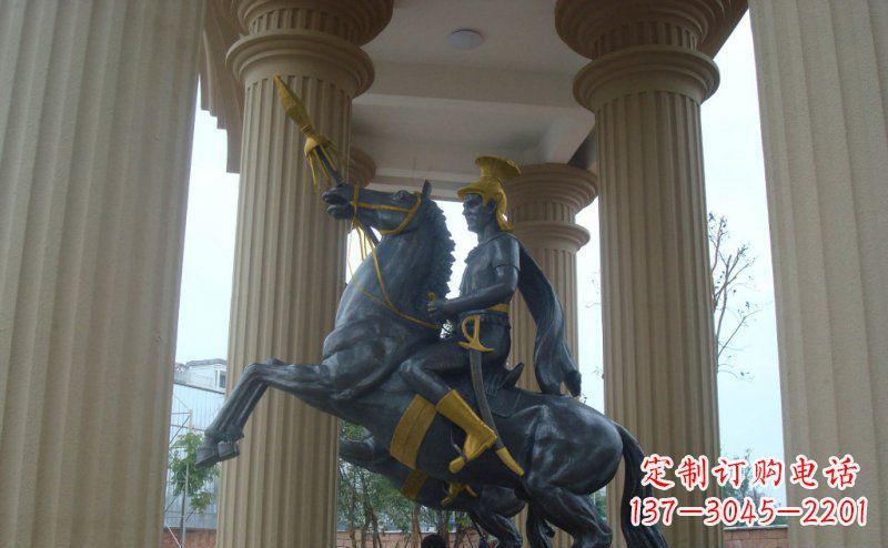 廊坊公园骑马的罗马士兵人物铜雕