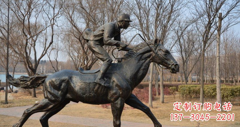 廊坊公园骑马的战士小品铜雕