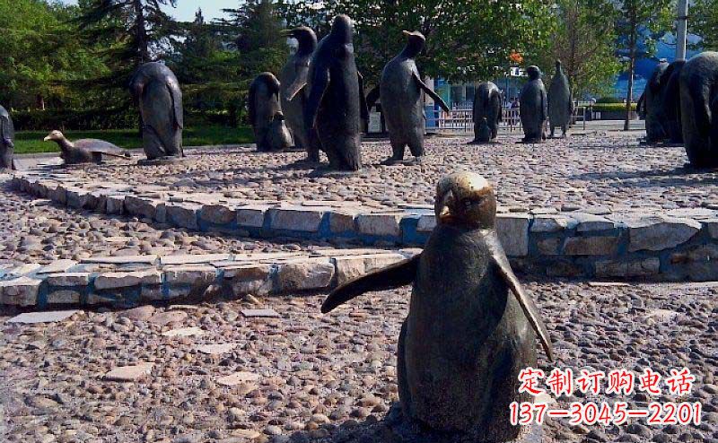 廊坊公园企鹅动物铜雕