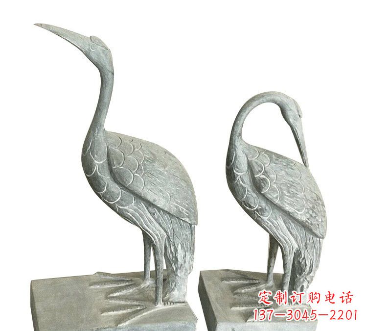 廊坊完美纯手工雕刻青石仿古丹顶鹤石雕