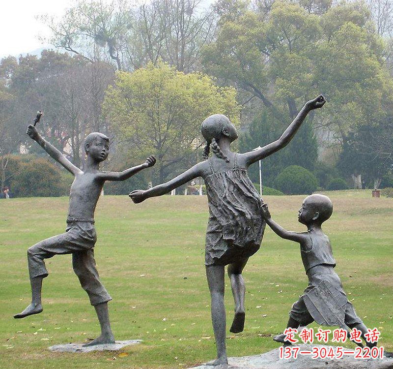 廊坊公园人物放风筝的儿童铜雕