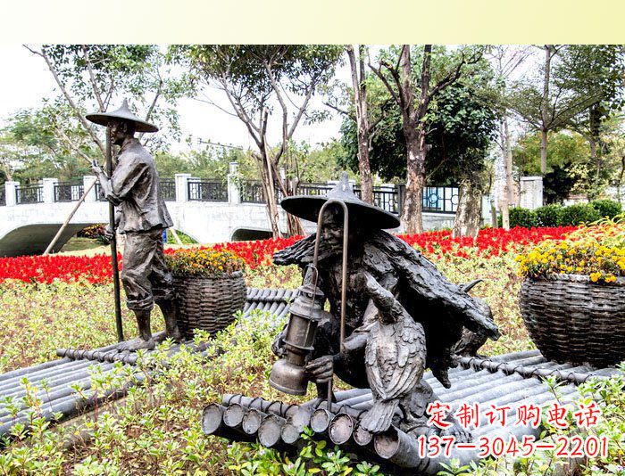 廊坊把渔民的生活经历融入雕塑——公园人物渔夫铜雕塑