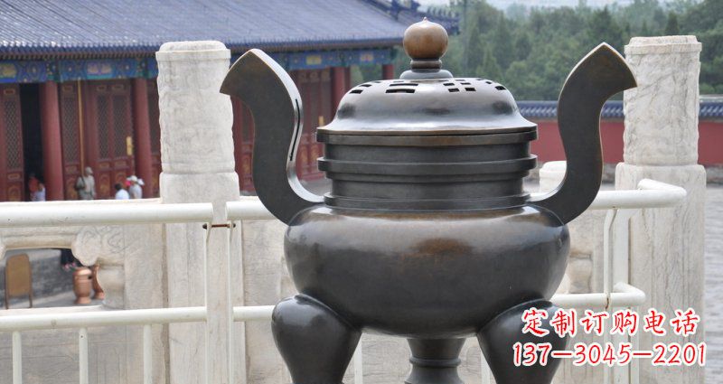 廊坊公园三足圆香炉景观铜雕