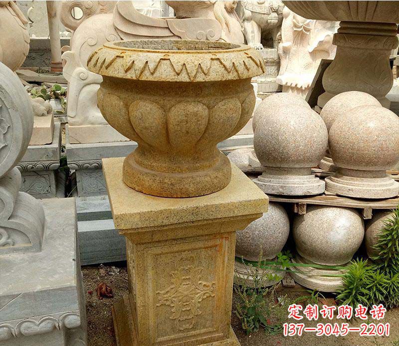 廊坊砂岩花盆景观石雕--美观多彩的室外装饰