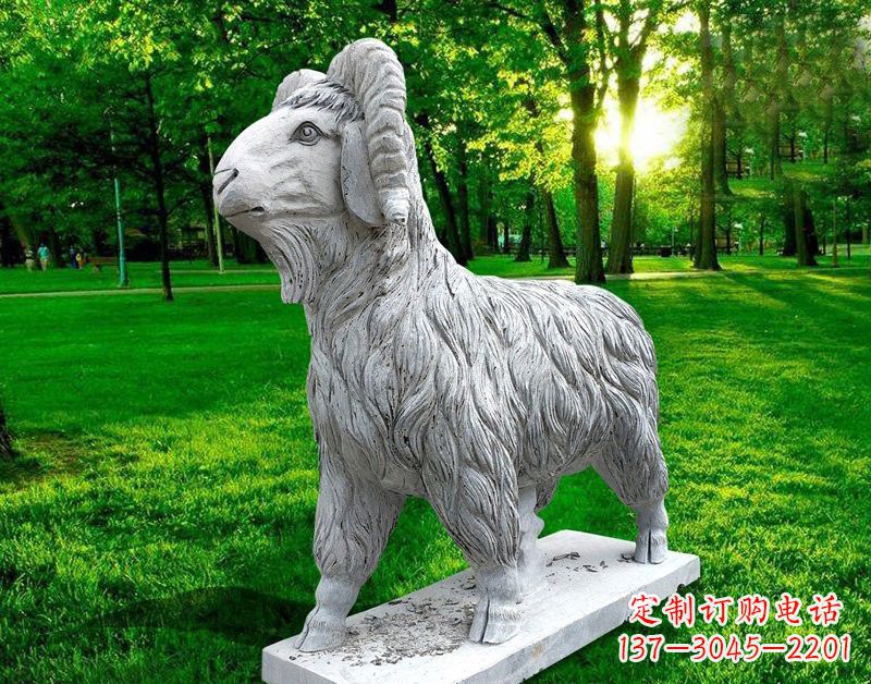 廊坊公园山羊石雕