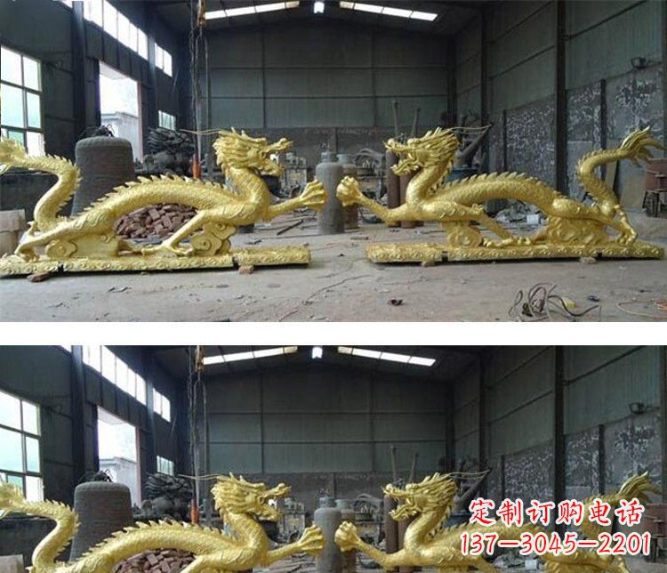 廊坊古典传统双龙戏珠铜雕塑
