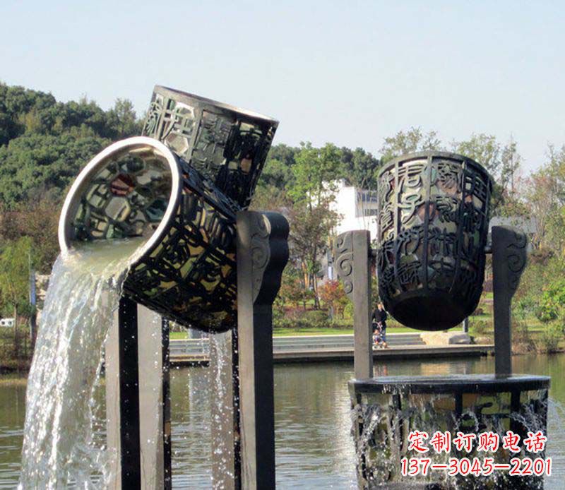 廊坊公园水缸喷泉铜雕