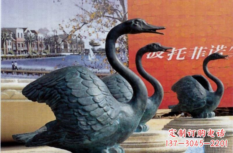 廊坊公园天鹅铜雕