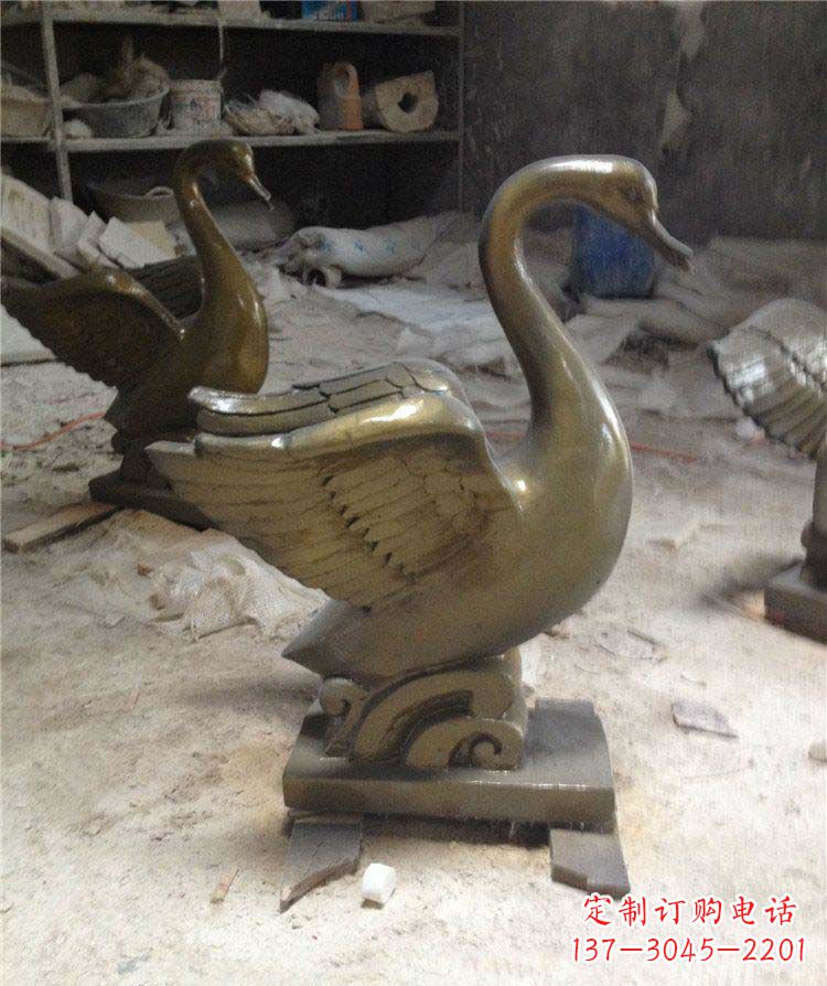 廊坊公园天鹅动物铜雕