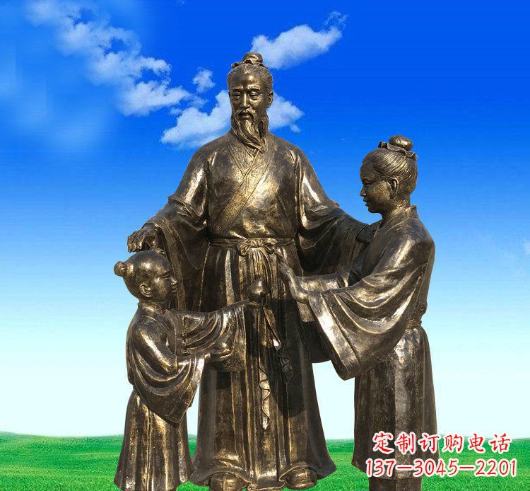 廊坊铜雕艺术精美人物雕塑——孔融让梨