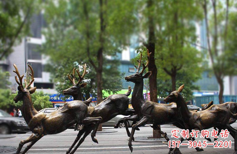 廊坊艺术精美的铜雕群鹿动物雕塑
