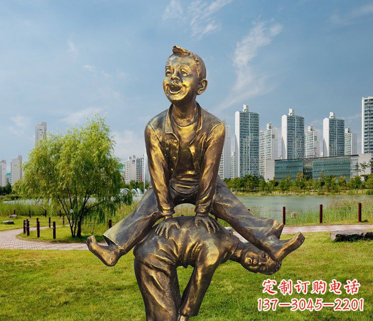 廊坊中领雕塑铜质经典跳马蹲人雕塑