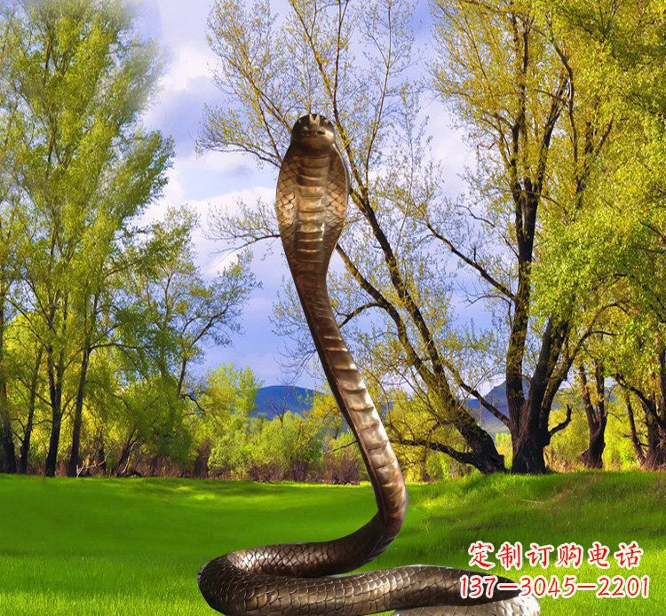 廊坊铜质眼镜蛇动物雕塑