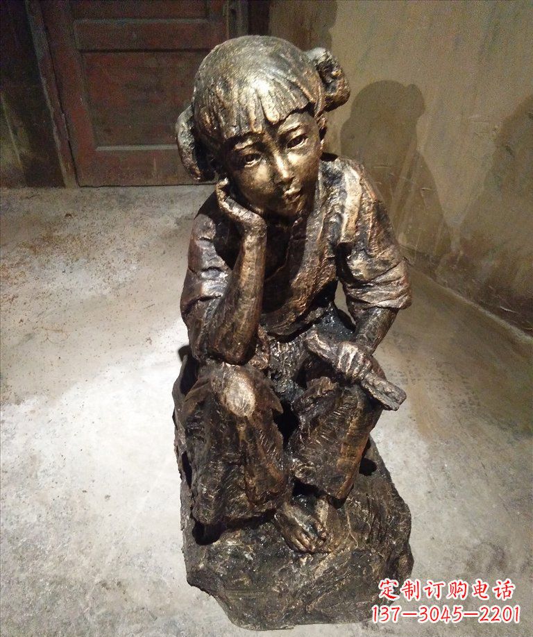 廊坊童真美丽的小女孩铜雕