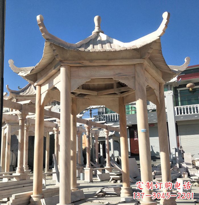 廊坊公园晚霞红凉亭雕塑