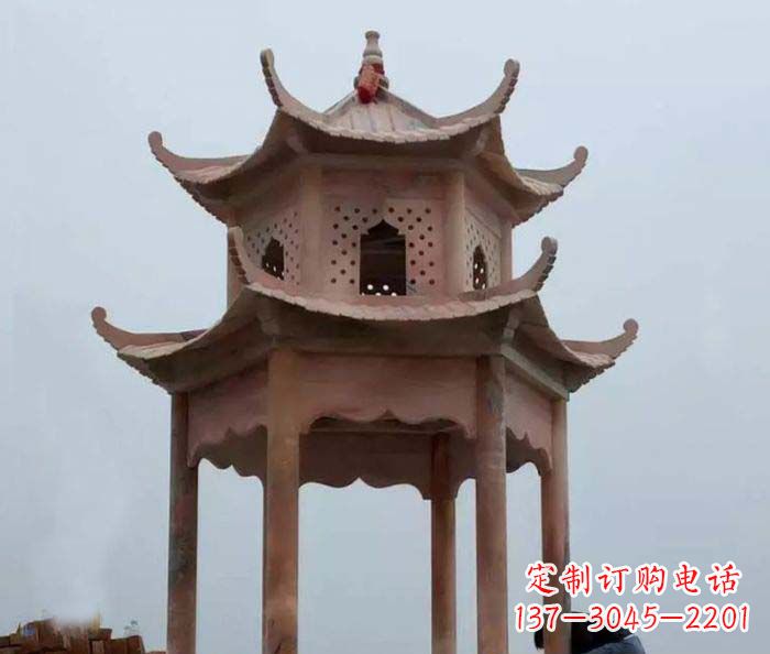 廊坊中领雕塑双层六角石雕凉亭