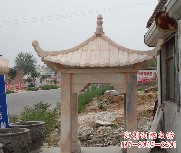 廊坊晚霞红四角凉亭雕塑