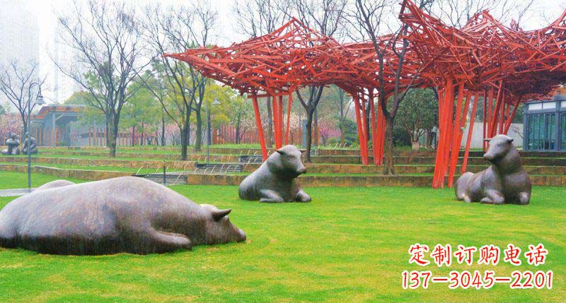 廊坊中领雕塑精美休闲动物铜雕