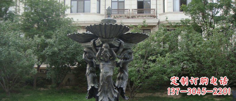 廊坊公园西方人物喷泉景观铜雕