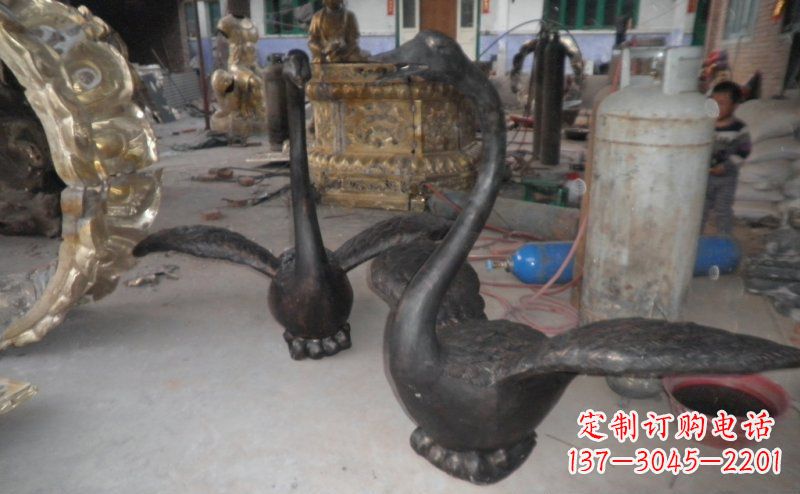 廊坊公园仙鹤动物铜雕