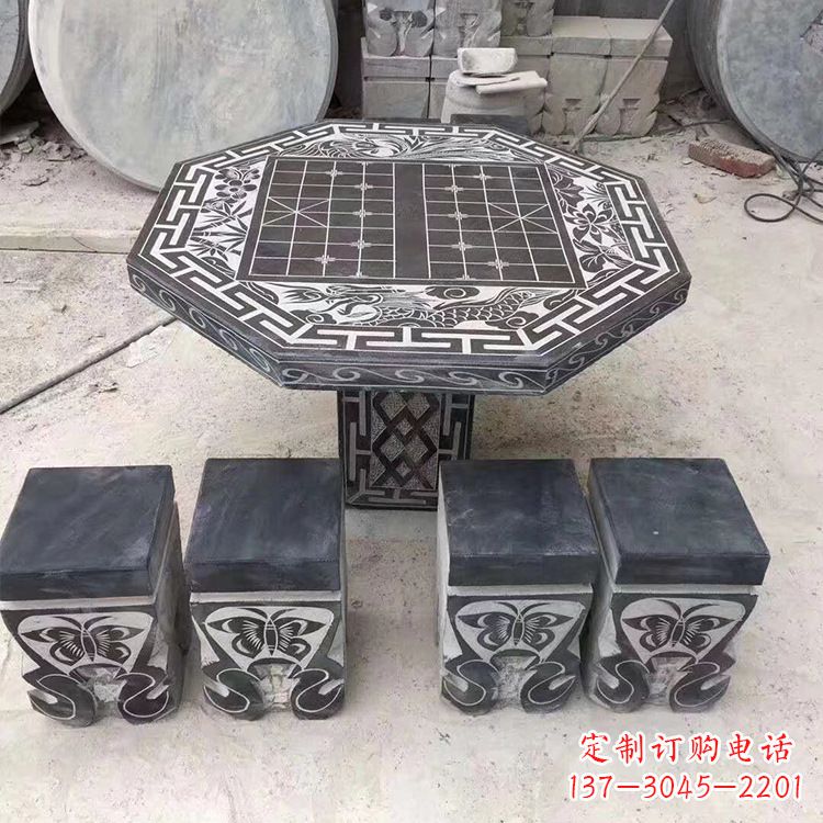 廊坊中领雕塑精美的石桌凳雕塑