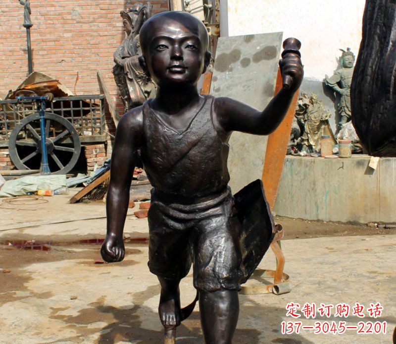 廊坊打造完美的小孩铜雕,让童趣活跃