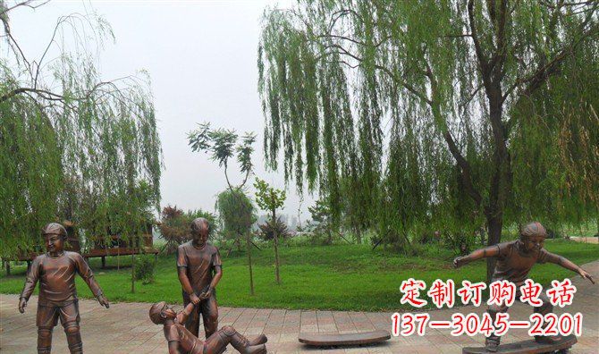 廊坊多彩童年,铜雕小孩游戏人物雕塑