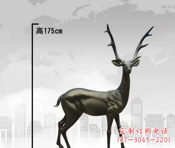 廊坊精致优雅的铜制公园小鹿雕塑