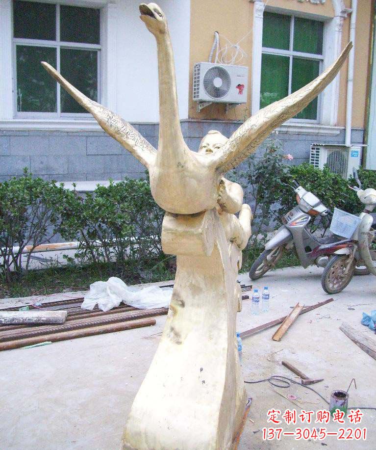 廊坊孩子与天鹅·梦幻铜雕