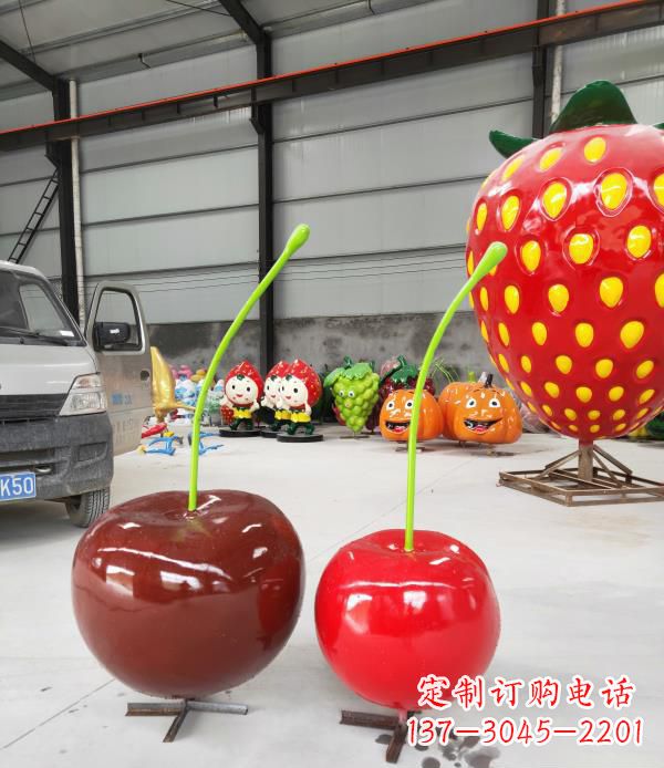 廊坊领雕塑玻璃钢仿真樱桃水果雕塑