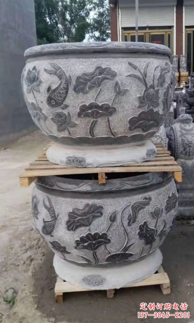 廊坊精致的石头水缸雕塑,为您的公园小区增添美丽色彩