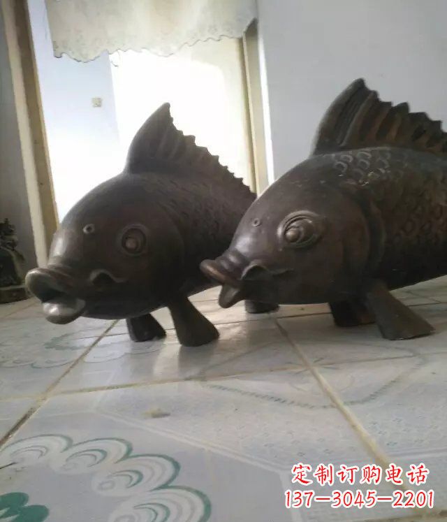 廊坊公园小鱼景观动物铜雕