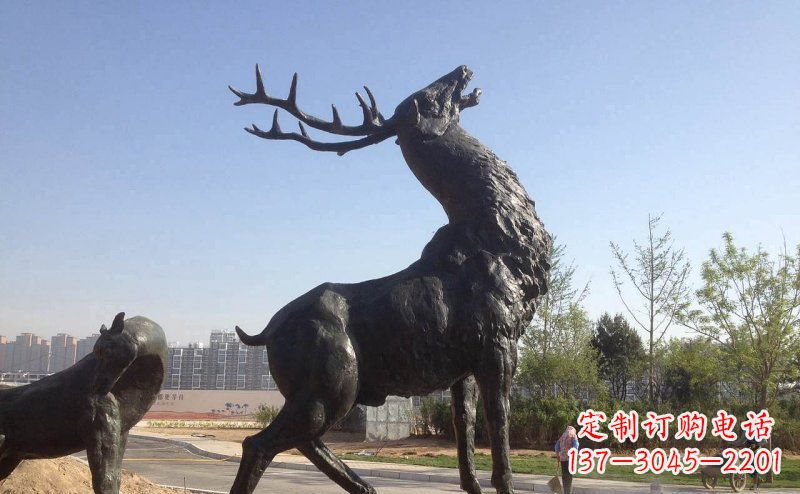 廊坊驯鹿精美铜雕