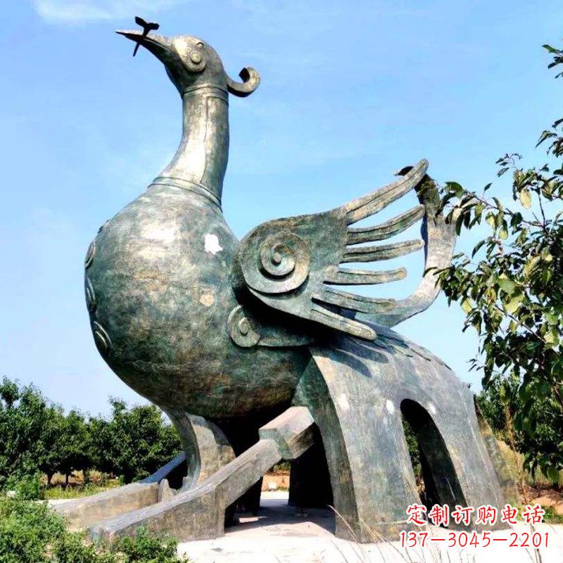 廊坊公园园林朱雀铜雕景观雕塑