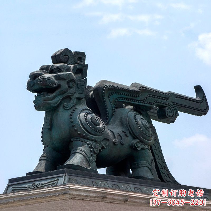 廊坊中领雕塑-铜制獬豸雕塑