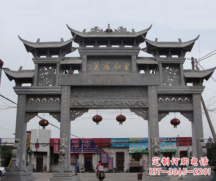 廊坊古城牌坊雕塑,让历史永久流传