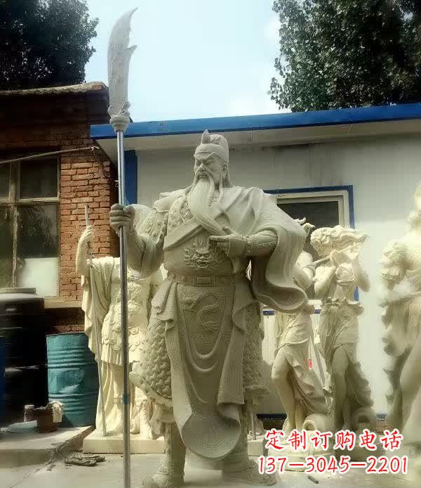 廊坊中领雕塑古代关公石雕