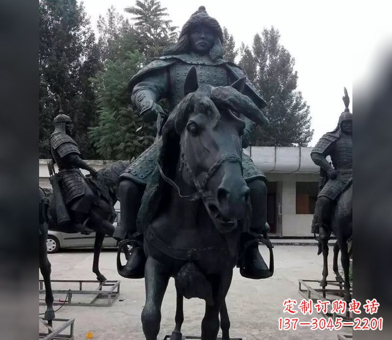 廊坊英姿飒爽古代将军骑马铜雕