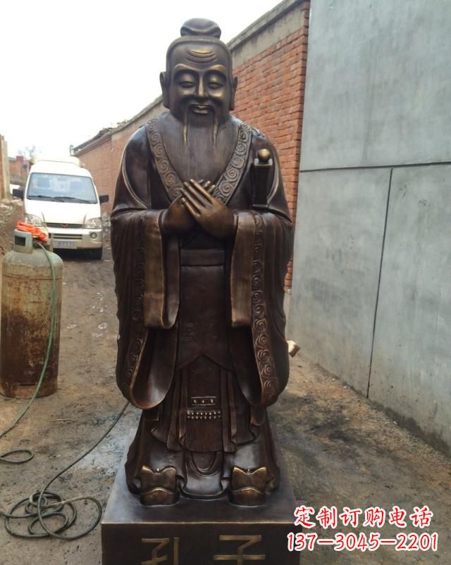 廊坊古代孔子铜雕 (2)