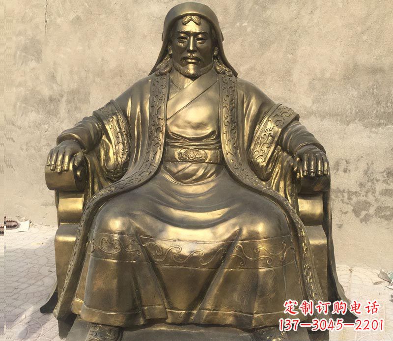 廊坊展现历史荣光的成吉思汗铜雕