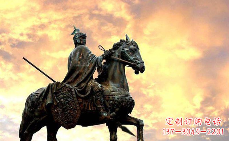廊坊古代名人赵云铜雕