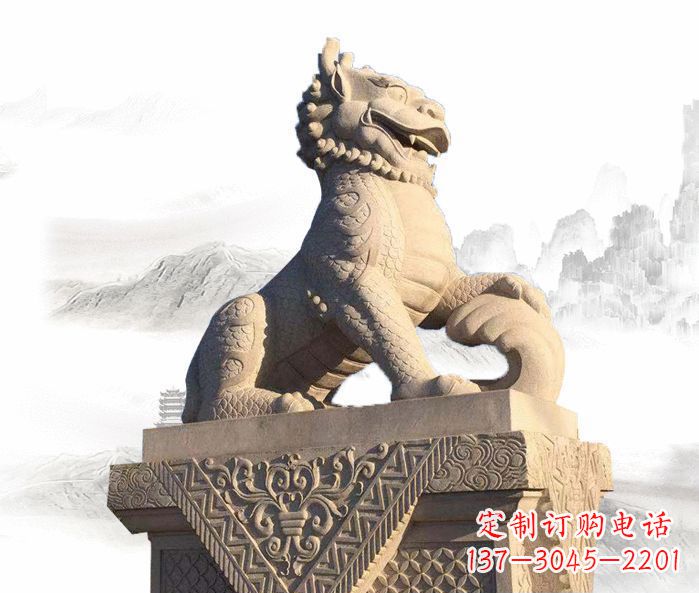 廊坊精美古典大理石麒麟石雕