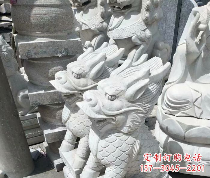 廊坊传统工艺,精细做工,古代神兽大理石麒麟石雕高端定制