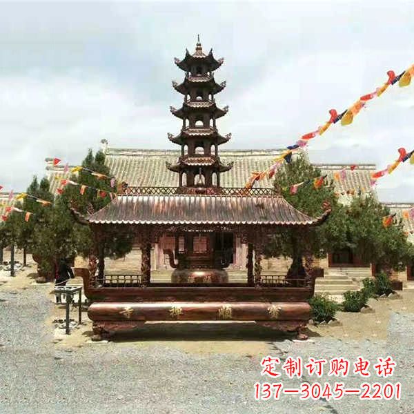 廊坊全新古典铜香炉雕龙塑型双耳方形器皿