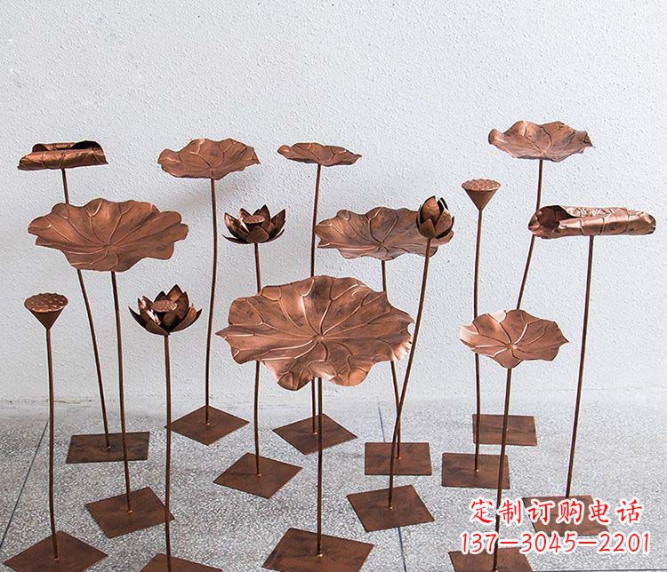 廊坊精美古铜色荷花不锈钢雕塑