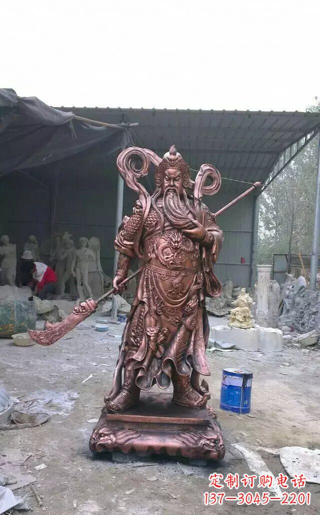 廊坊关公红铜人物铜雕